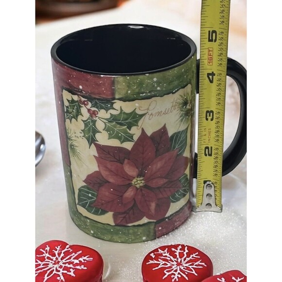 Annie LaPoint Poinsettia Christmas Coffee Mug Ceramic Double Sided by Carson - Picture 4 of 6